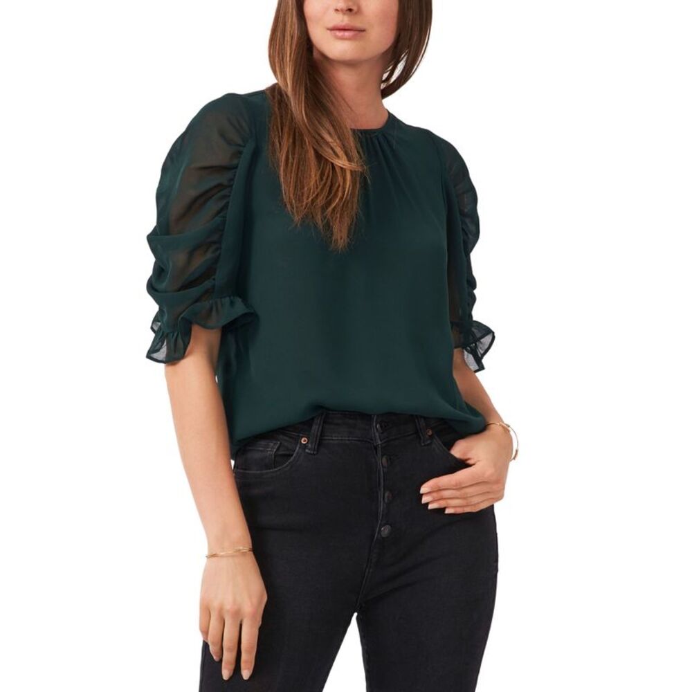1.STATE Gathered Ruffle Sleeve Top